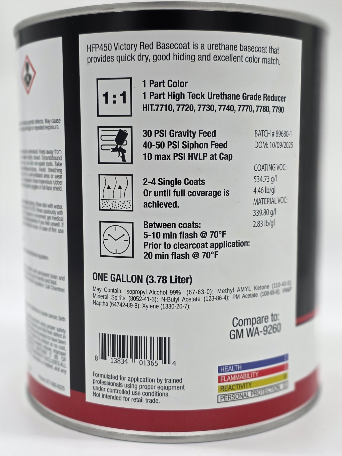 HIGH TECK GM 9260 Victory Red Automotive Basecoat GALLON HFP450 WA9260 U9260