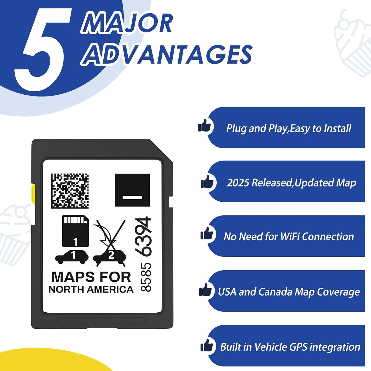 2025 Release GPS Navigation SD Card Compatible with GMC Chevry Cadilla Buick,Sil