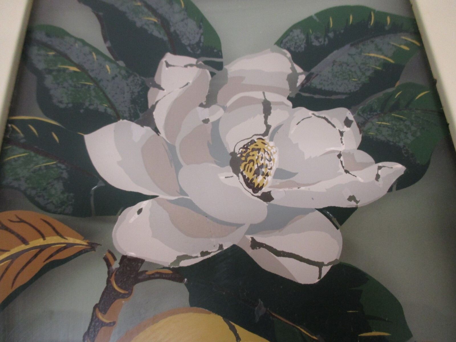 2 Vtg Reverse Painted Glass Floral George Telo Shadow Light Box Lighted Wall Art