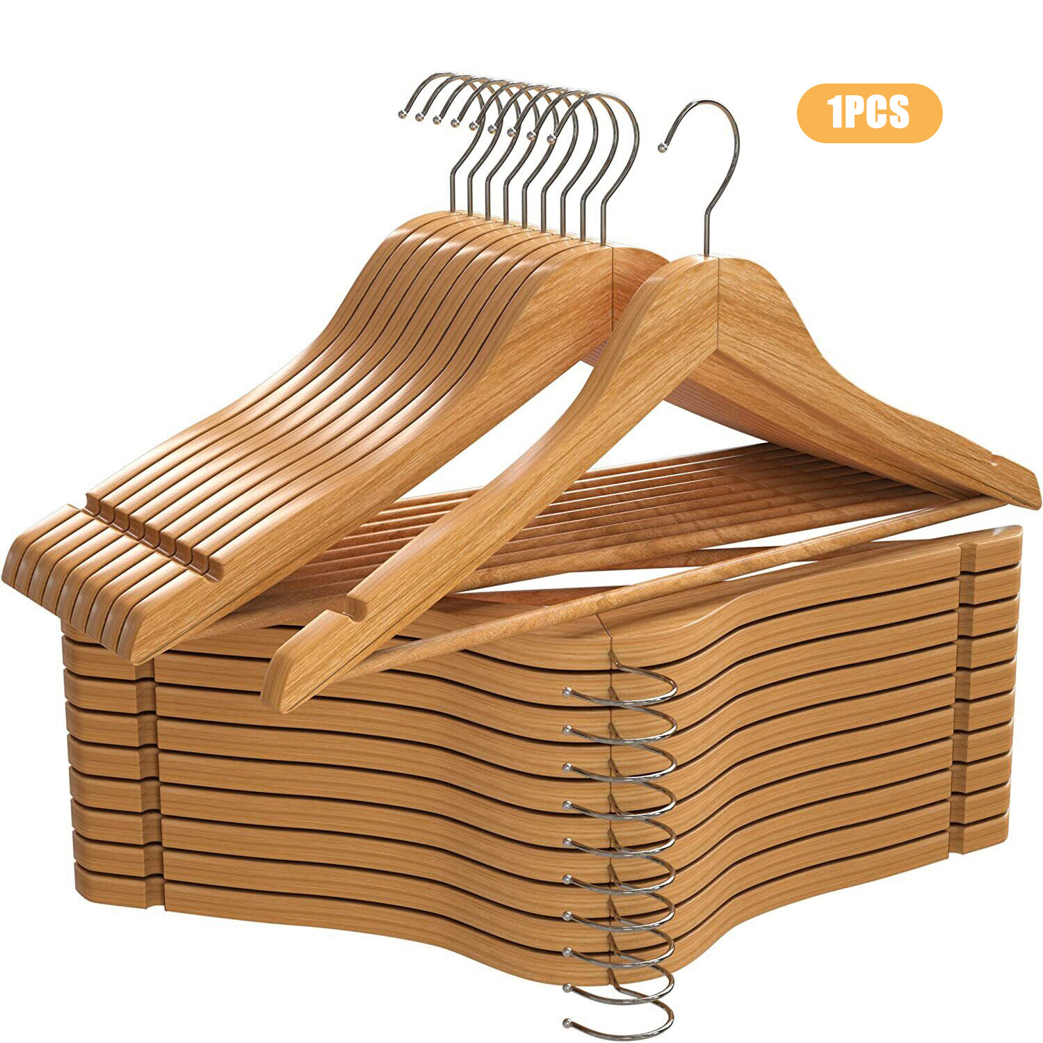 1-20 Pack Wooden Hangers Suit Hangers Premium Natural Finish Cloth Coat Hangers