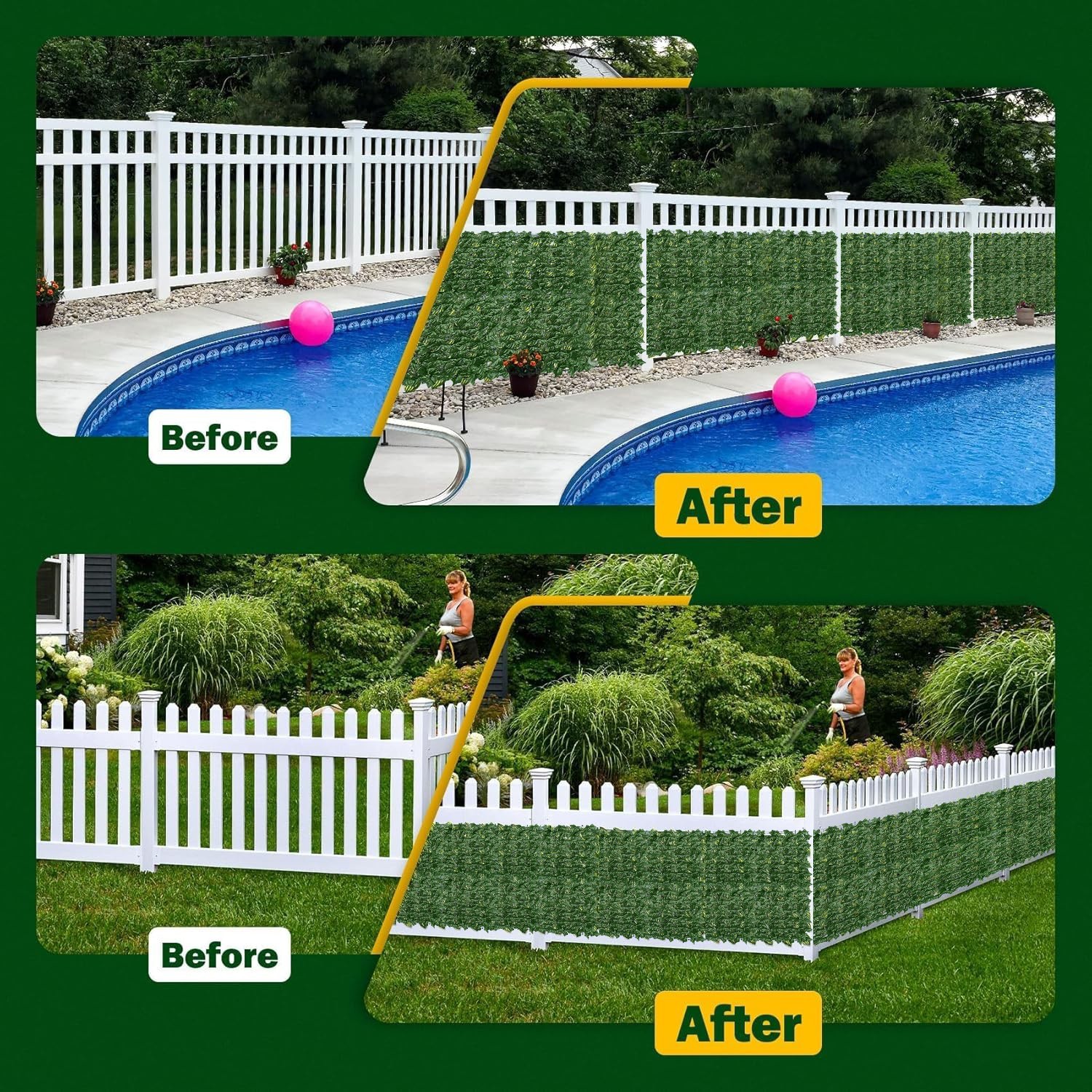 Artificial Ivy Privacy Fence Screen 40"x120" UV Resistant Faux Greenery Panel