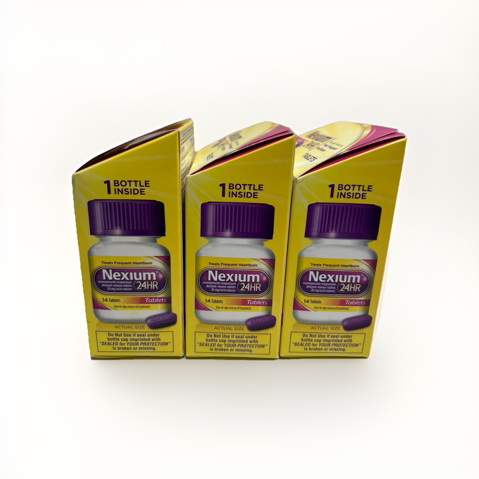 Nexium 24hr Delayed Release Heartburn Relief 20mg TABLETS 14 count-3Pack Exp8/26