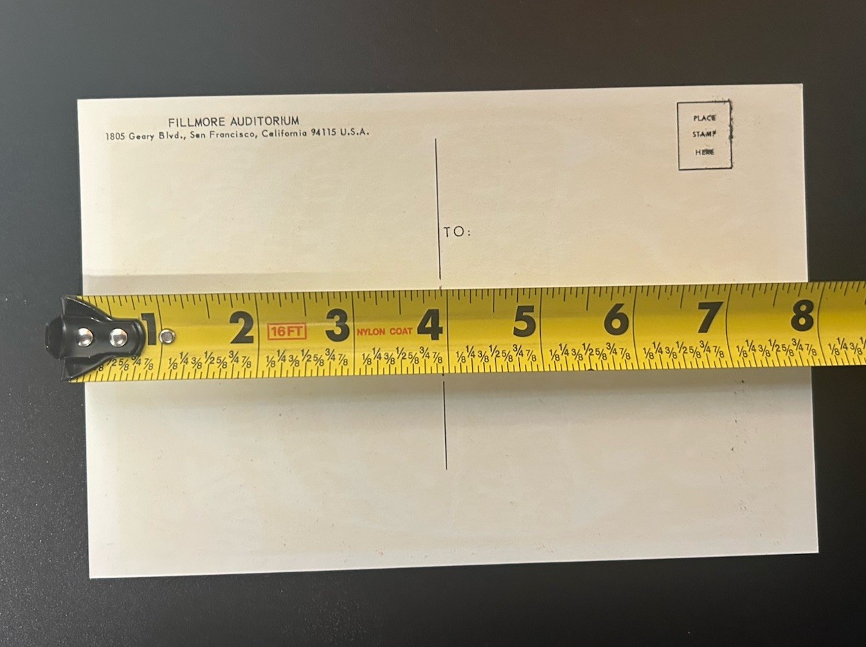 1966-FILLMORE-BG-3 POSTCARD-2ND PRINT-JEFFERSON AIRPLANE/PAUL BUTTERFIELD-WILSON