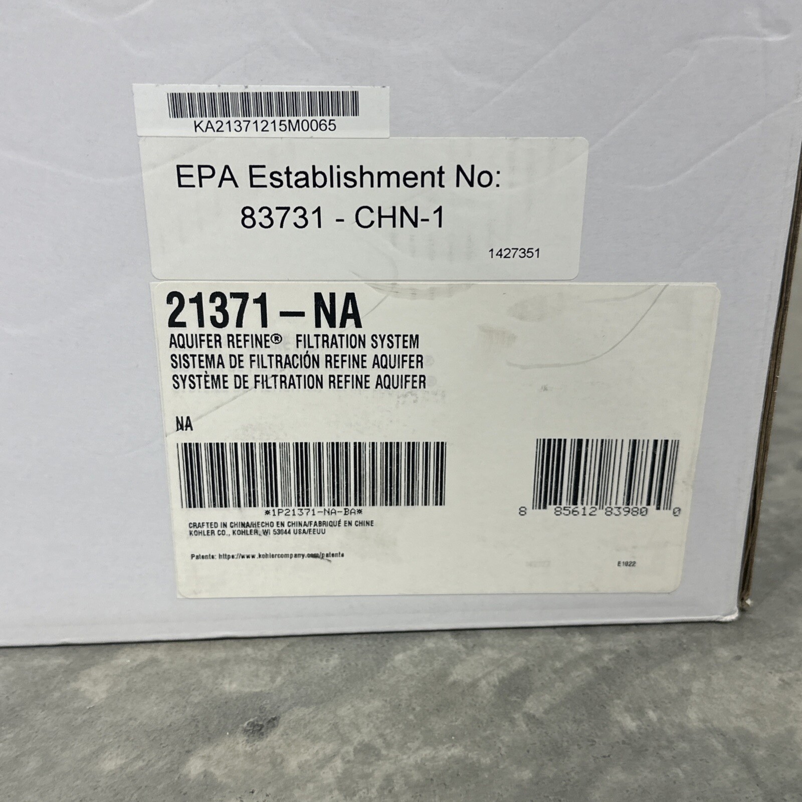 Kohler Aquifer Refine Water Filtration System with Kohler Konnect K-21371-NA