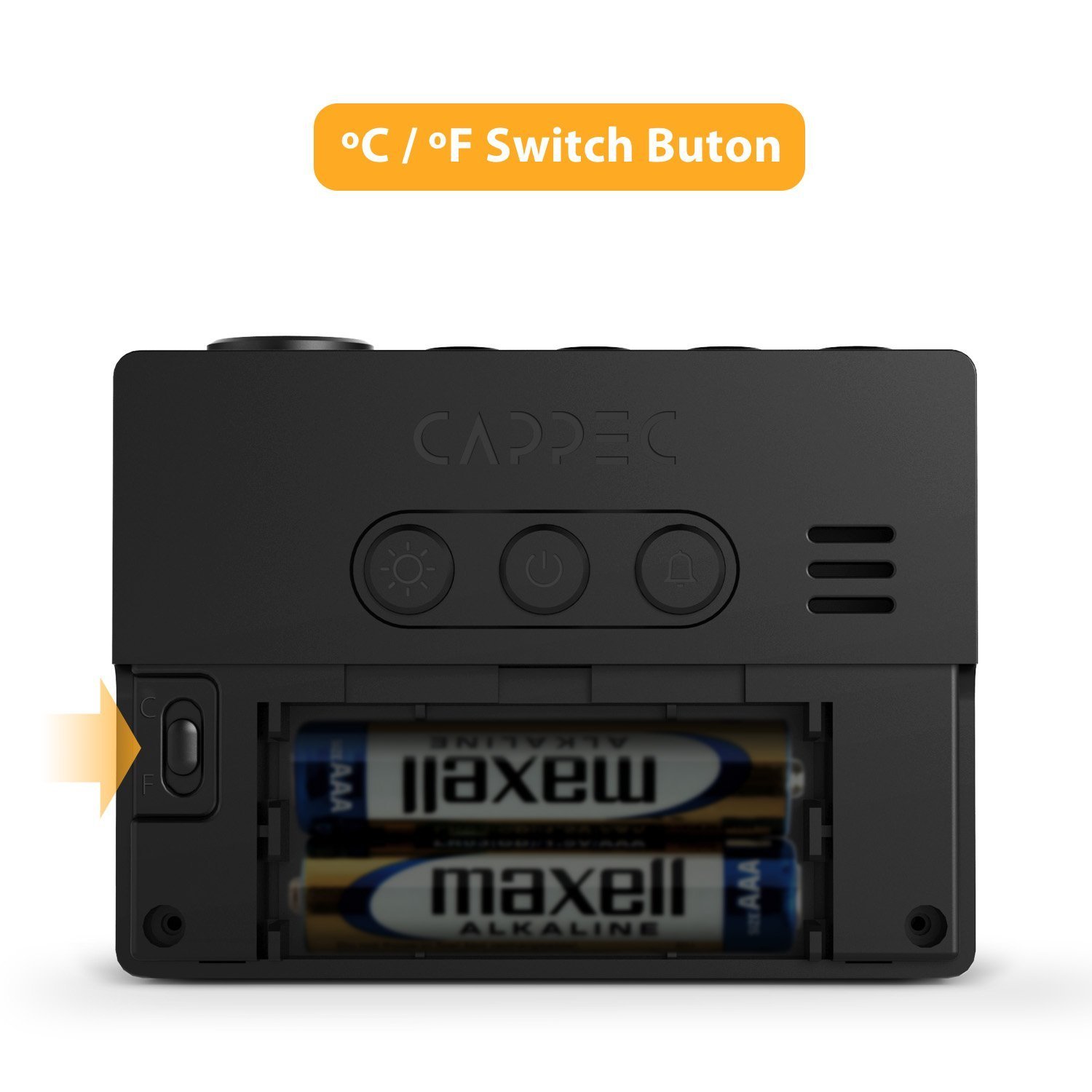 Cappec Instant Thermometer with High/Low Temperature Alarms, Up/Down Timer