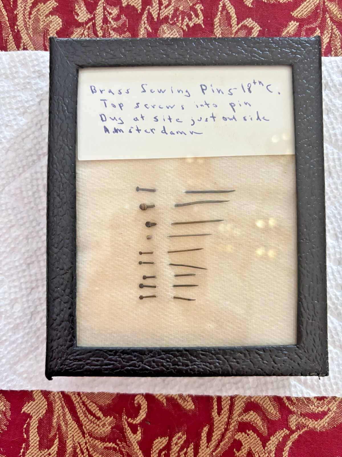 Original, 9 18th C. Dug Brass Sewing Pins from site near Amsterdam