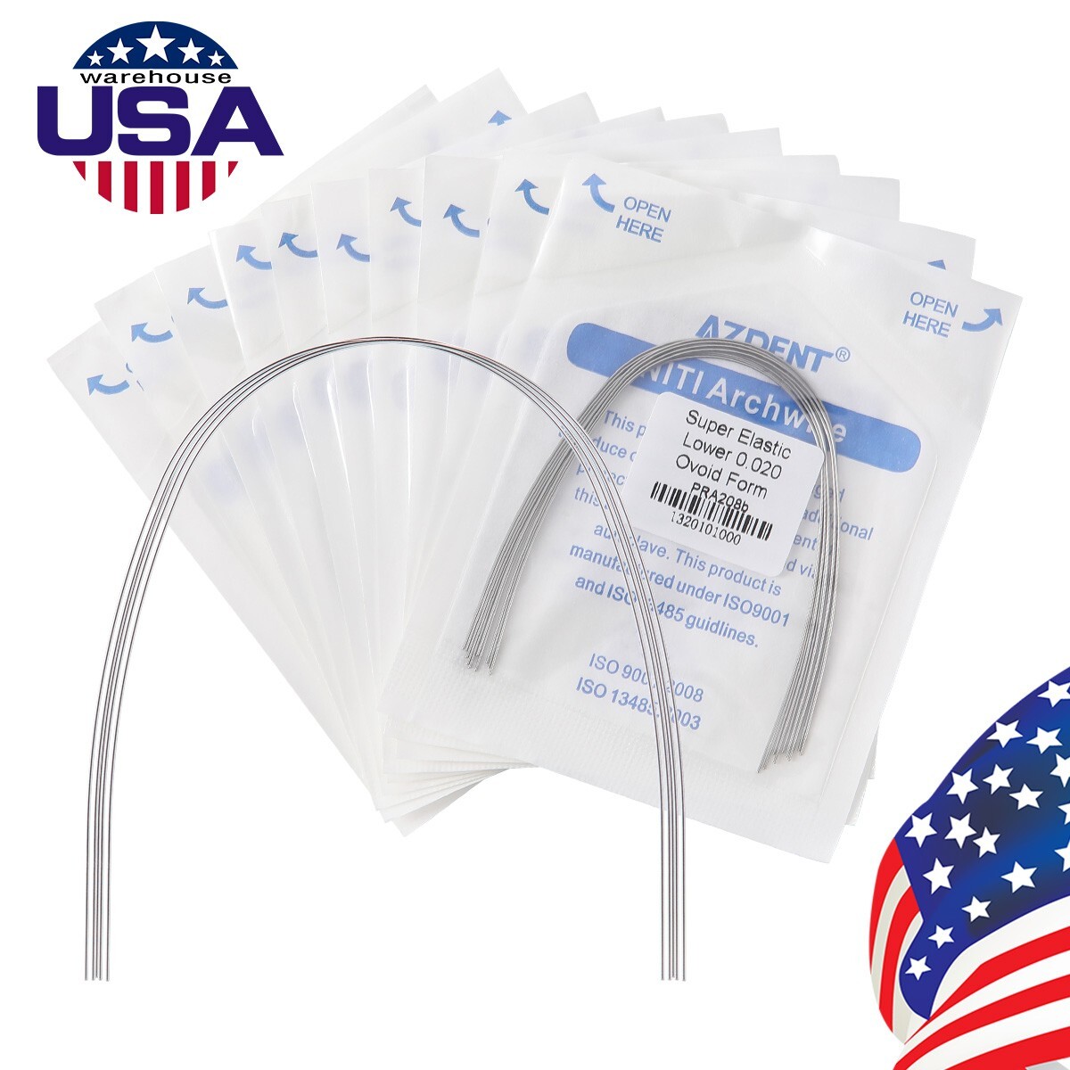 AZDENT Dental Orthodontic Arch Wire Super Elastic NiTi Ovoid Round Rectangular