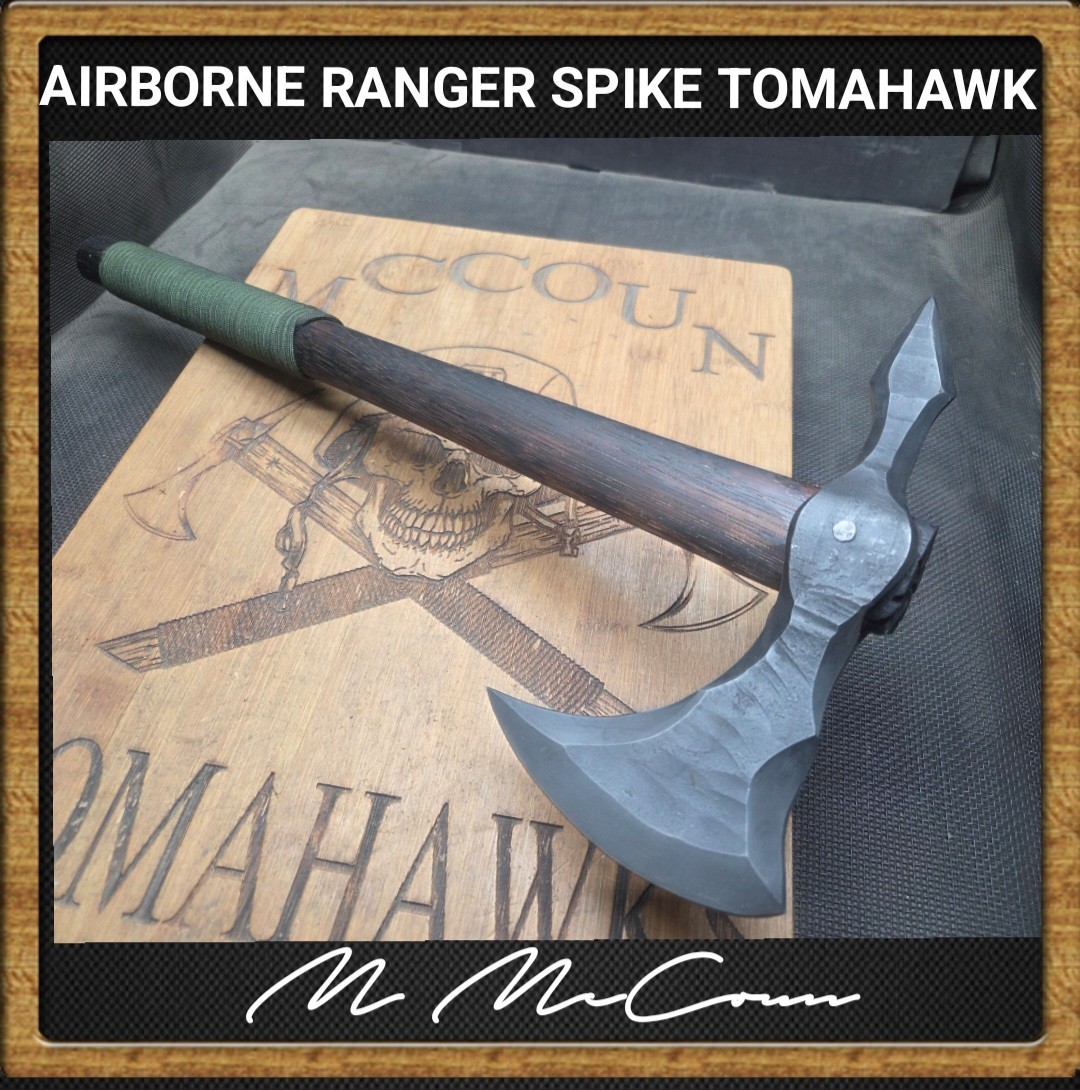 HAND FORGED AIRBORNE RANGER SPIKE TOMAHAWK BY MARK MCCOUN  MADE IN THE USA