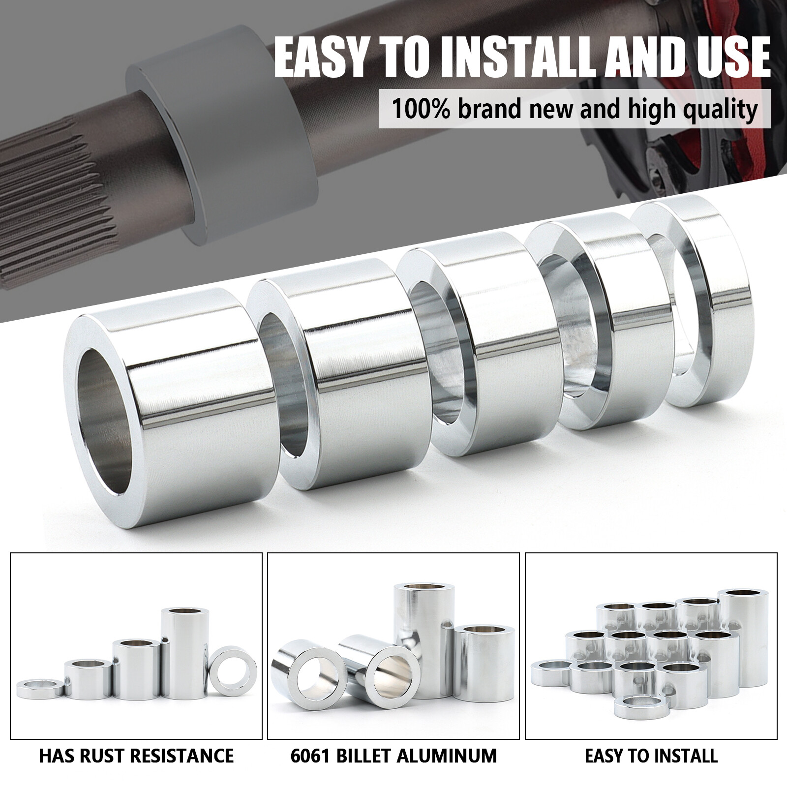 For Harley Wheel Axle Spacers Kit ID 1" To OD 1 1/2" Custom Dyna Softail Touring