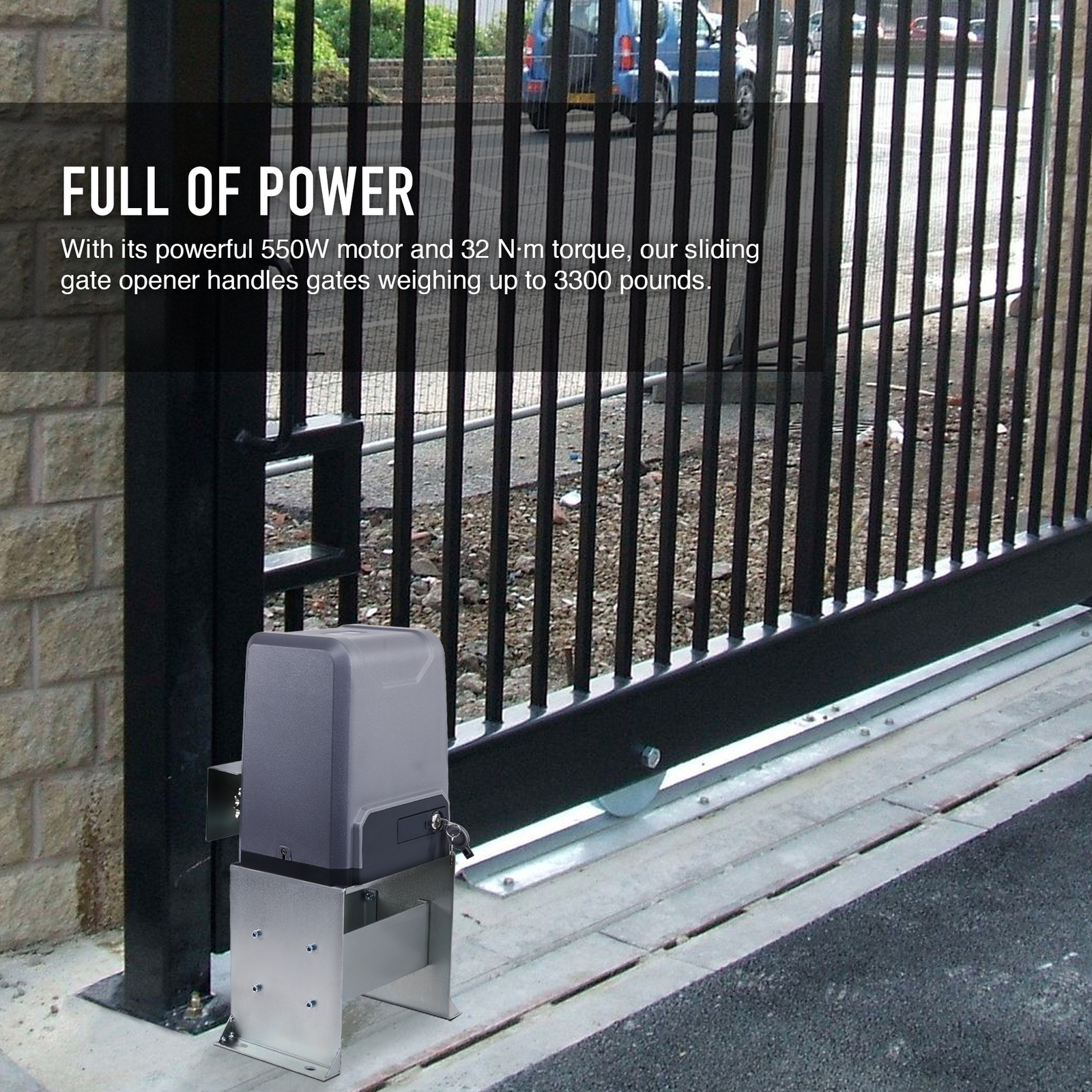 CO-Z 3300lb Automatic Sliding Gate Opener 550W w APP Control & 2 Remote Controls