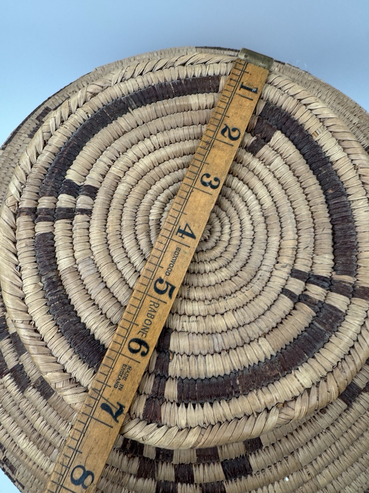 Antique African Indian Woven Basket With Fitted Lid