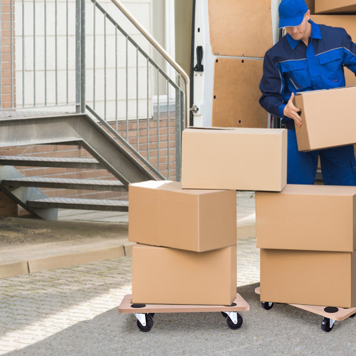 IRONMAX 440lbs Platform Dolly Rectangle Wood Utility Cart Wheeled Transporter