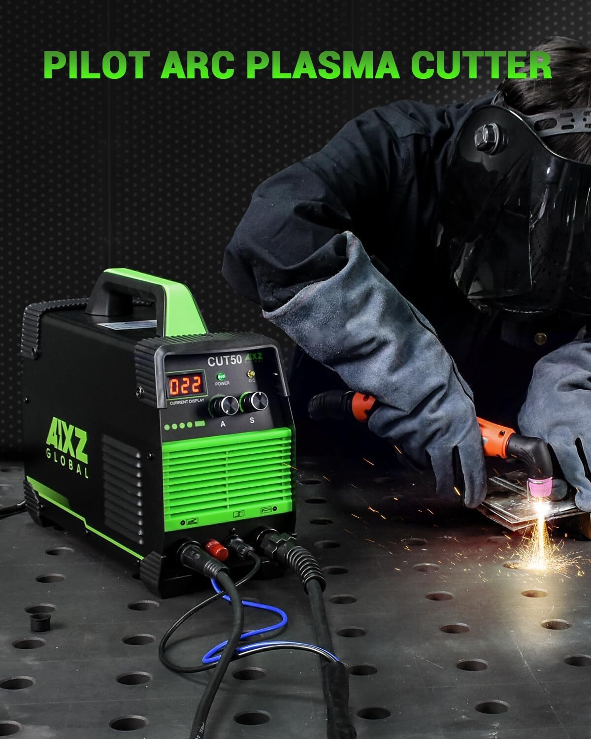 HF Plasma Cutter& Gloves,50A Non-Touch 110/220V Built-in Gas Pressure Regulator