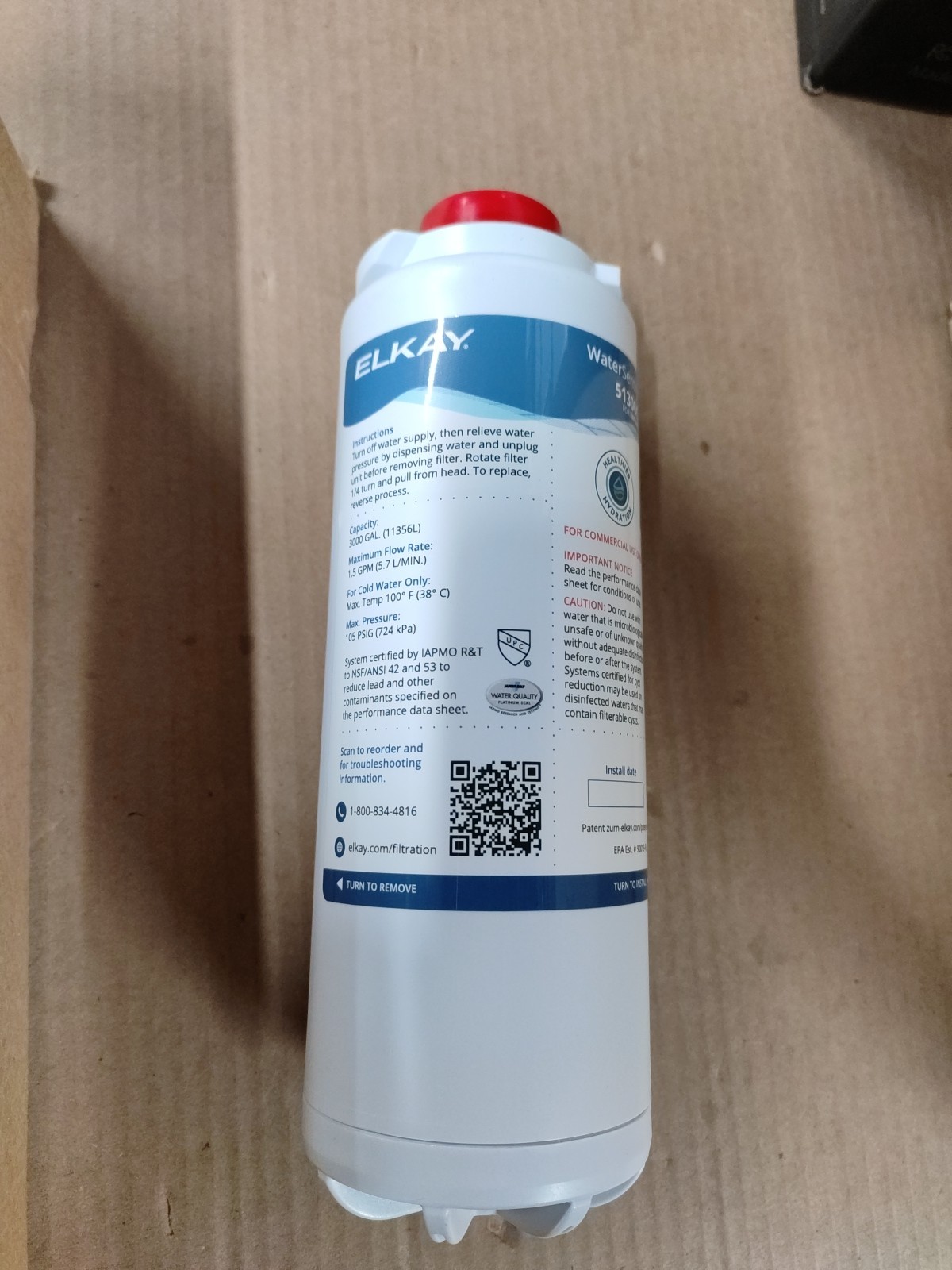 Genuine Elkay 51300C WaterSentry Plus Replacement Filter - No Box