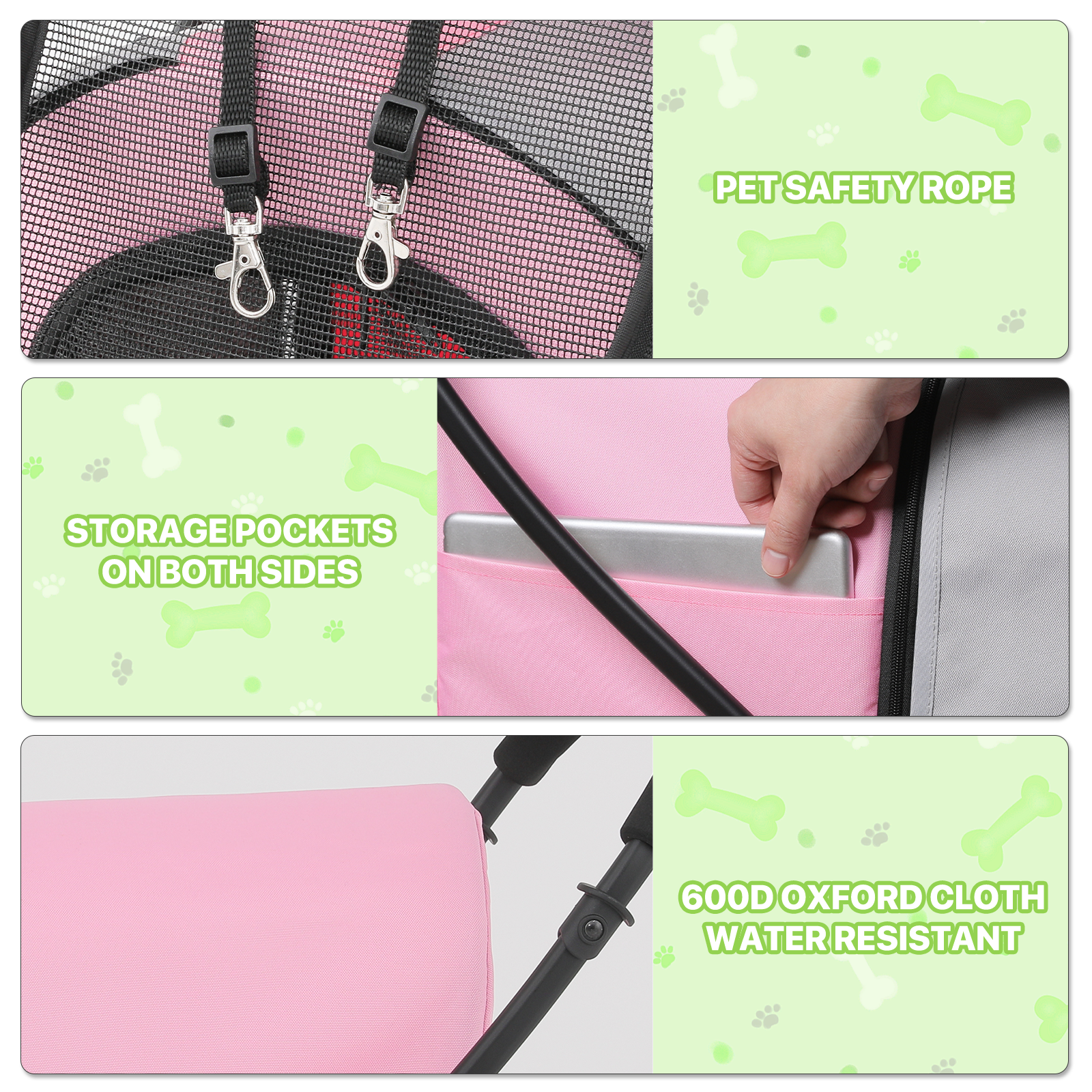 Double 4 Wheels Layer Dog Stroller Folding Carrier Cage Travel Detachable Basket