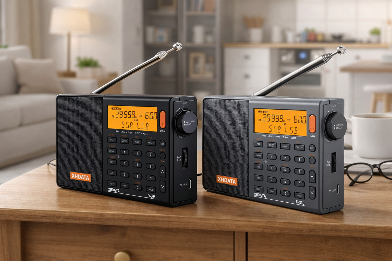 XHDATA D-808 Portable Radio FM AM SW LW Wide FM Air Band with Battery & Earphone