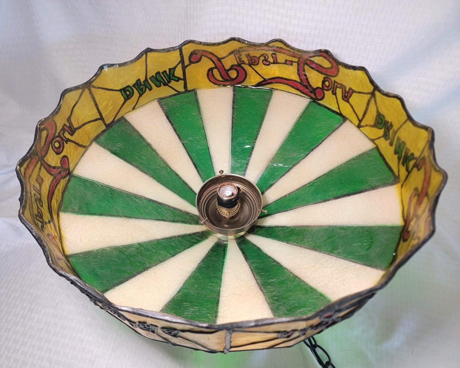 Vintage Pepsi Faux Stained Glass Resin / Plastic Hanging Light Lamp - VGC