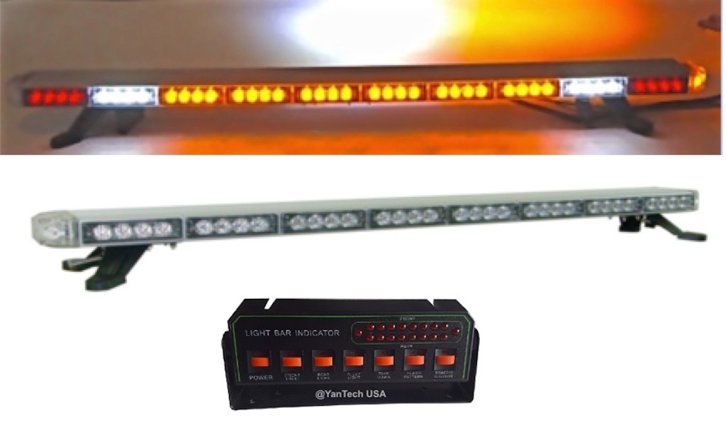 50” Amber LED Light Bar Tow Truck Plow Roll Back Police w/ Take Down&Cargo Light