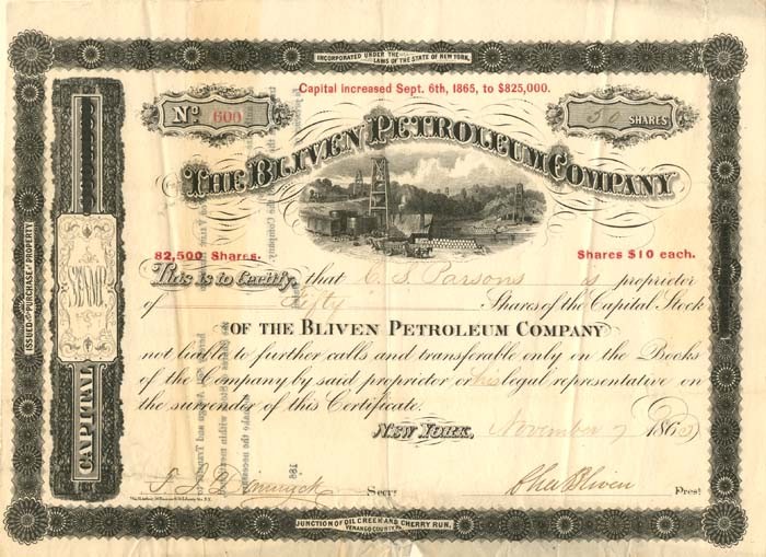 Bliven Petroleum Co. - Oil Stocks and Bonds