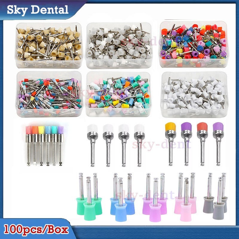 Dental Nylon Bristle Rubber Latch Flat Prophy Cups Polishing Brushes Prophylaxis