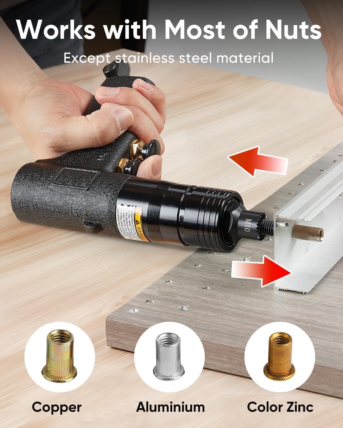Pneumatic Rivnut Setting Gun Rivet Nut Gun Automatic Nutsert 10-24&1/4&5/16 &3/8