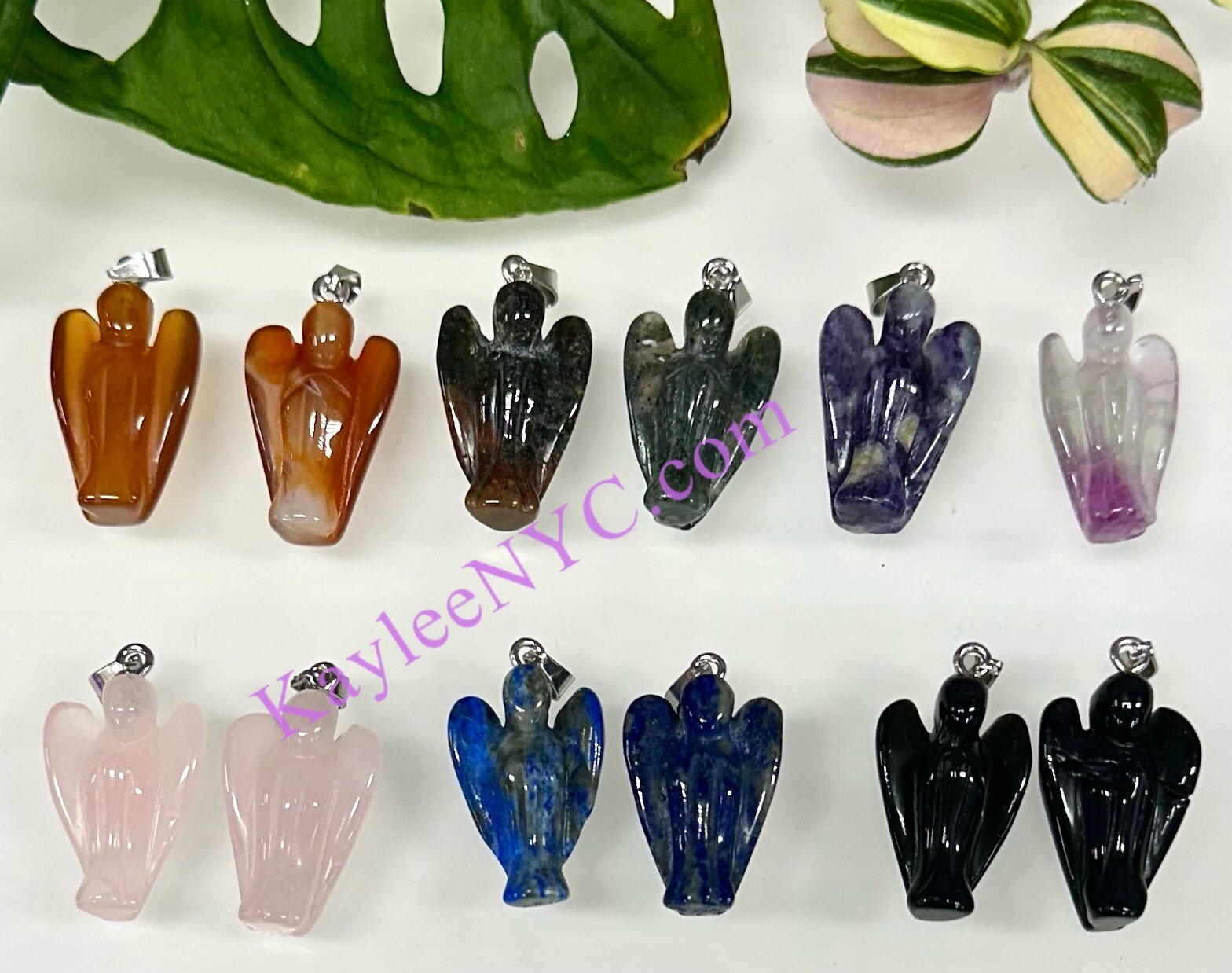 Wholesale Lot 12 Pcs Natural Crystal Angel Pendant Healing Energy