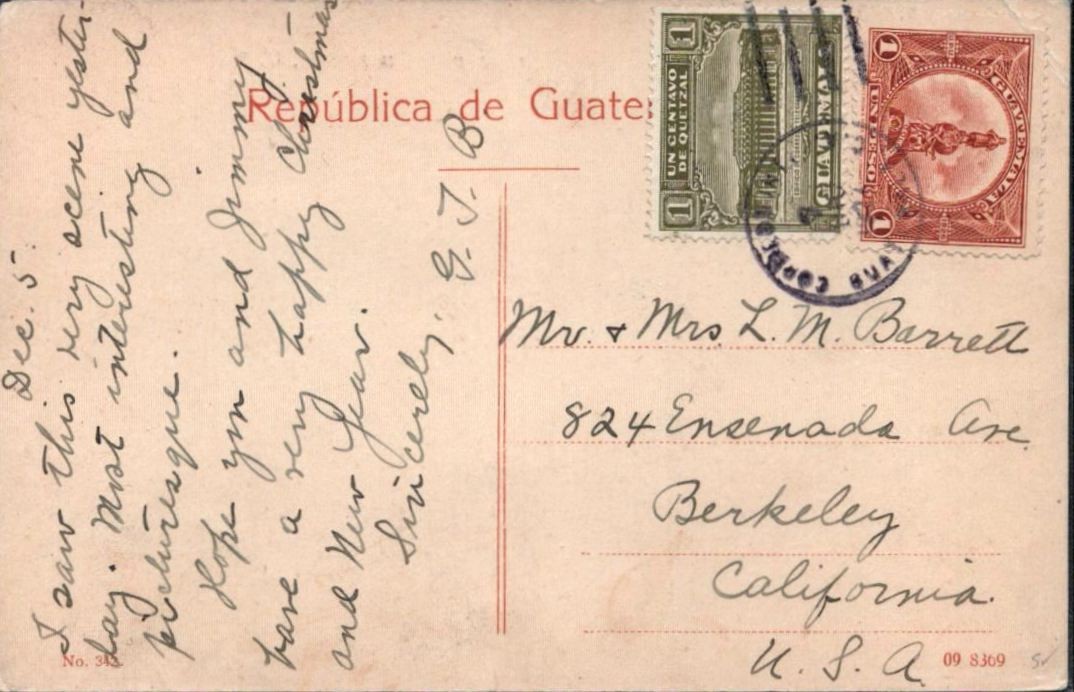 1930's Guatemala Cover Postcard - "Fuente de San Gaspar"