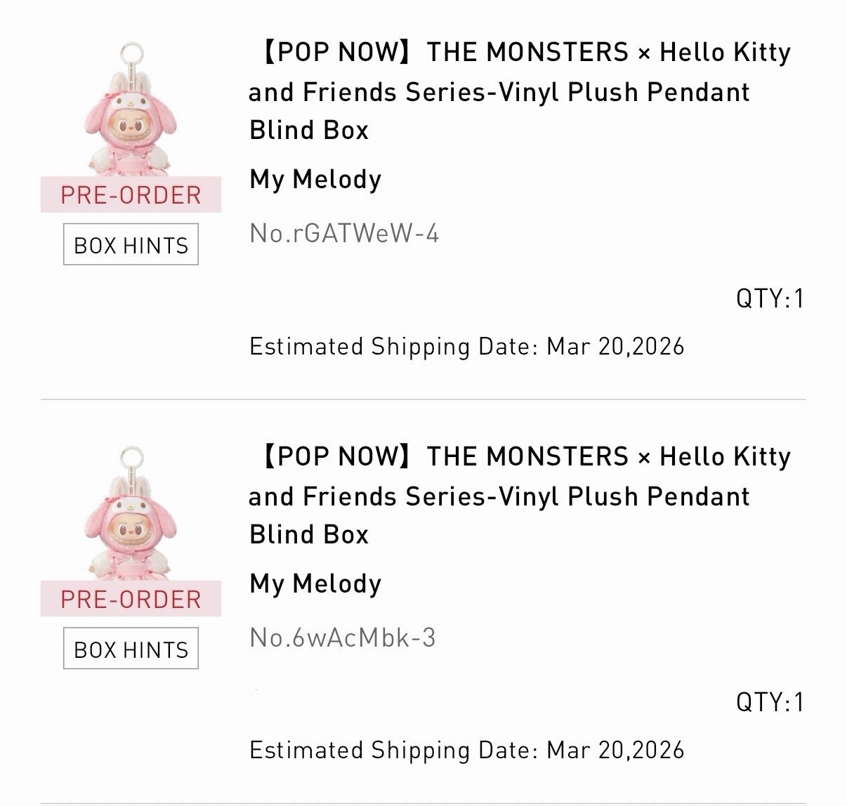 Authentic The Monsters x Sanrio Characters Series Blind Box Figures Plush Toy