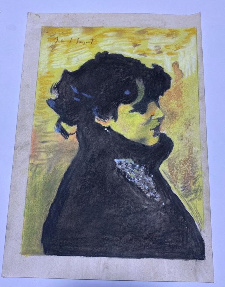 JOHN SINGER SARGENT Drawing on paper (Handmade) signed and stamped mixed media.