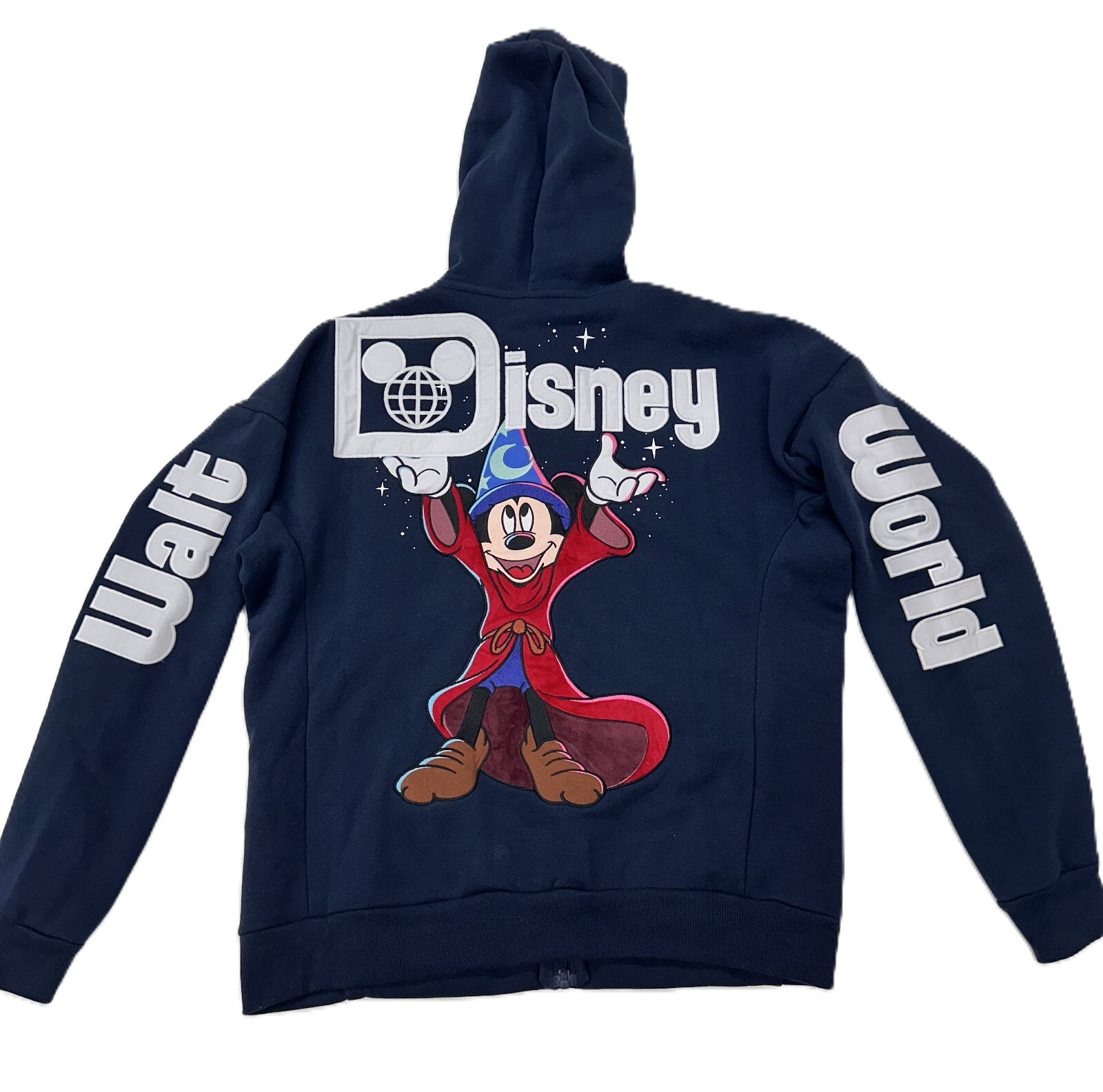 2025 Walt Disney World Sorcerer Mickey Navy Zip Hoodie Sweatshirt Adult NEW