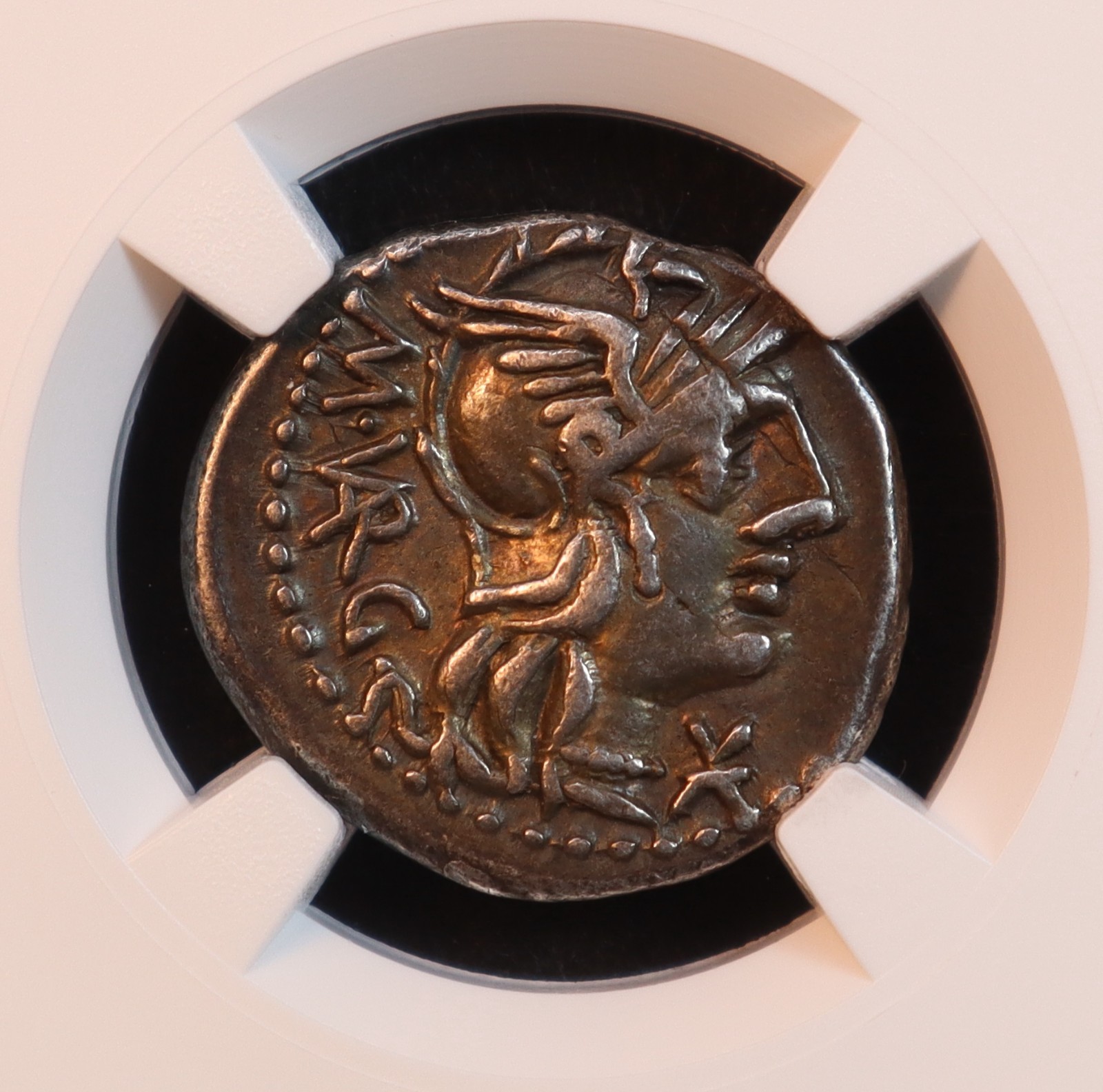 Roman Republic Vargunteius Denarius (130 BC) - NGC Ch. VF! Exquisite 5/5 Strike!