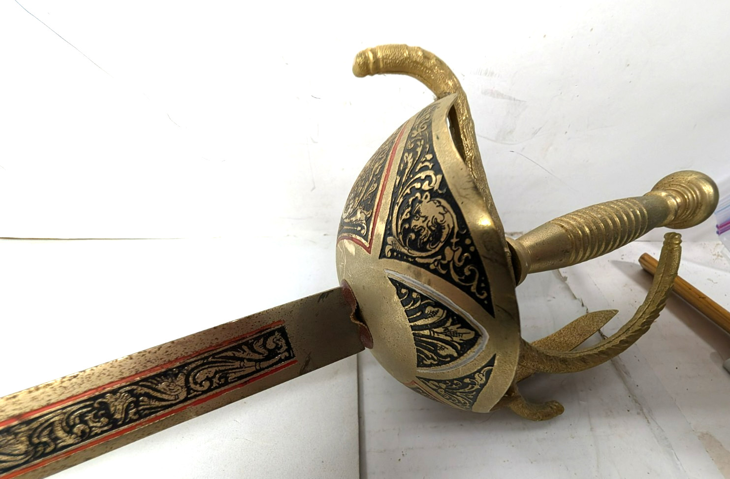 Vintage Brass & Metal Spanish Style Cutlass Sword 40 1/2 " Long