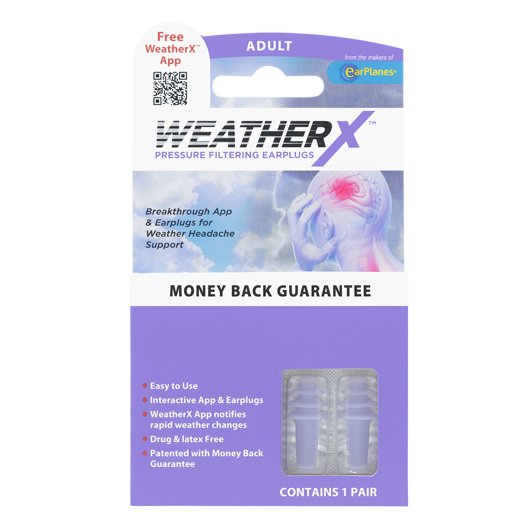 WeatherX Ear Plugs Migraine Noise Reduction Barometric Pressure Latex Free NEW
