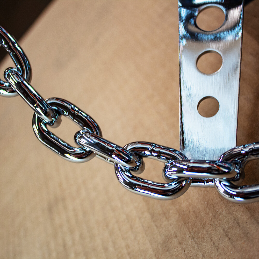 11 Inch Chrome Chain Steering Wheel with Cutout Spokes and Horn Button -3 Hole