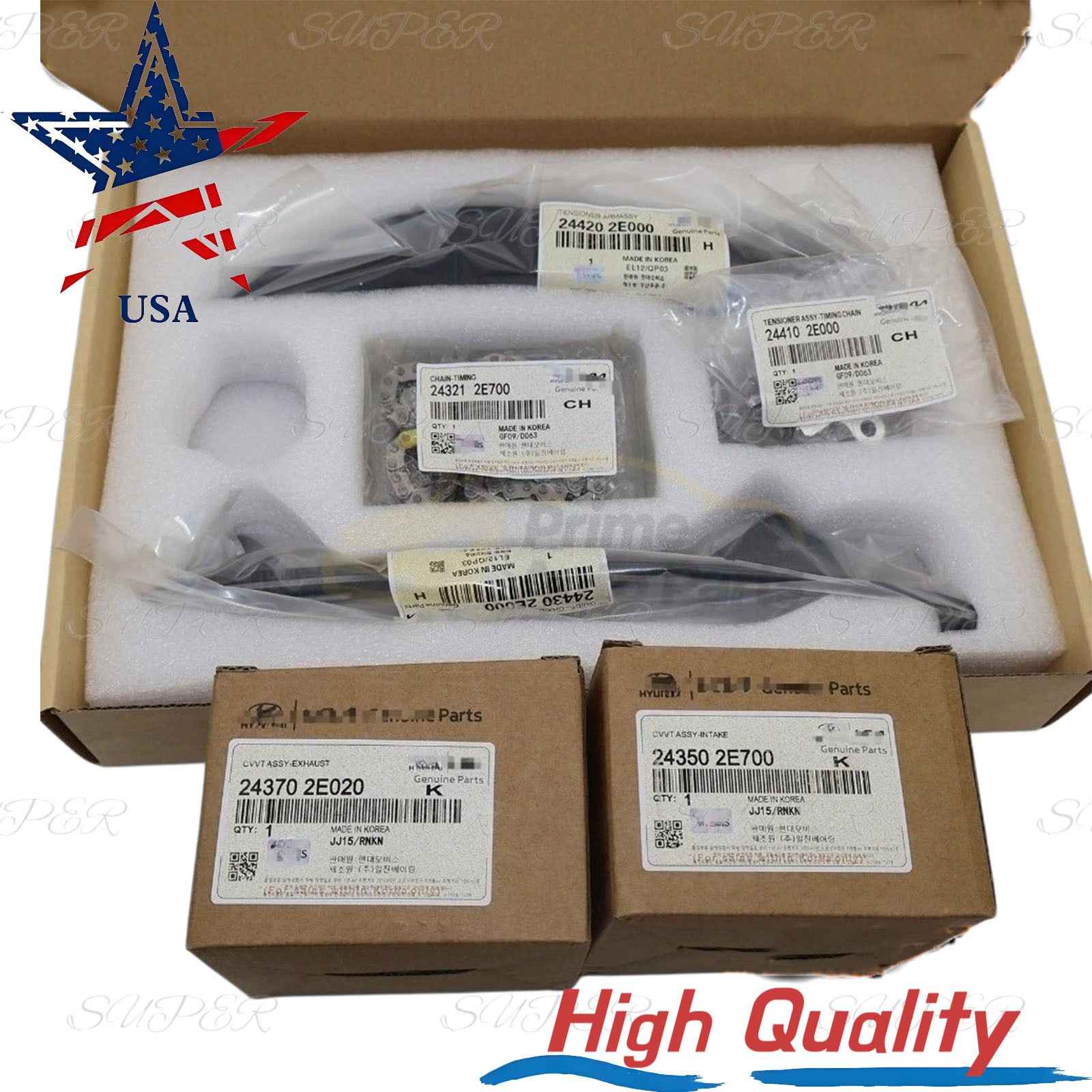 US STOCK 6PCS New Timing Chain Kit & VVT Gears for 2017-2020 Elantra Sedan 2.0L