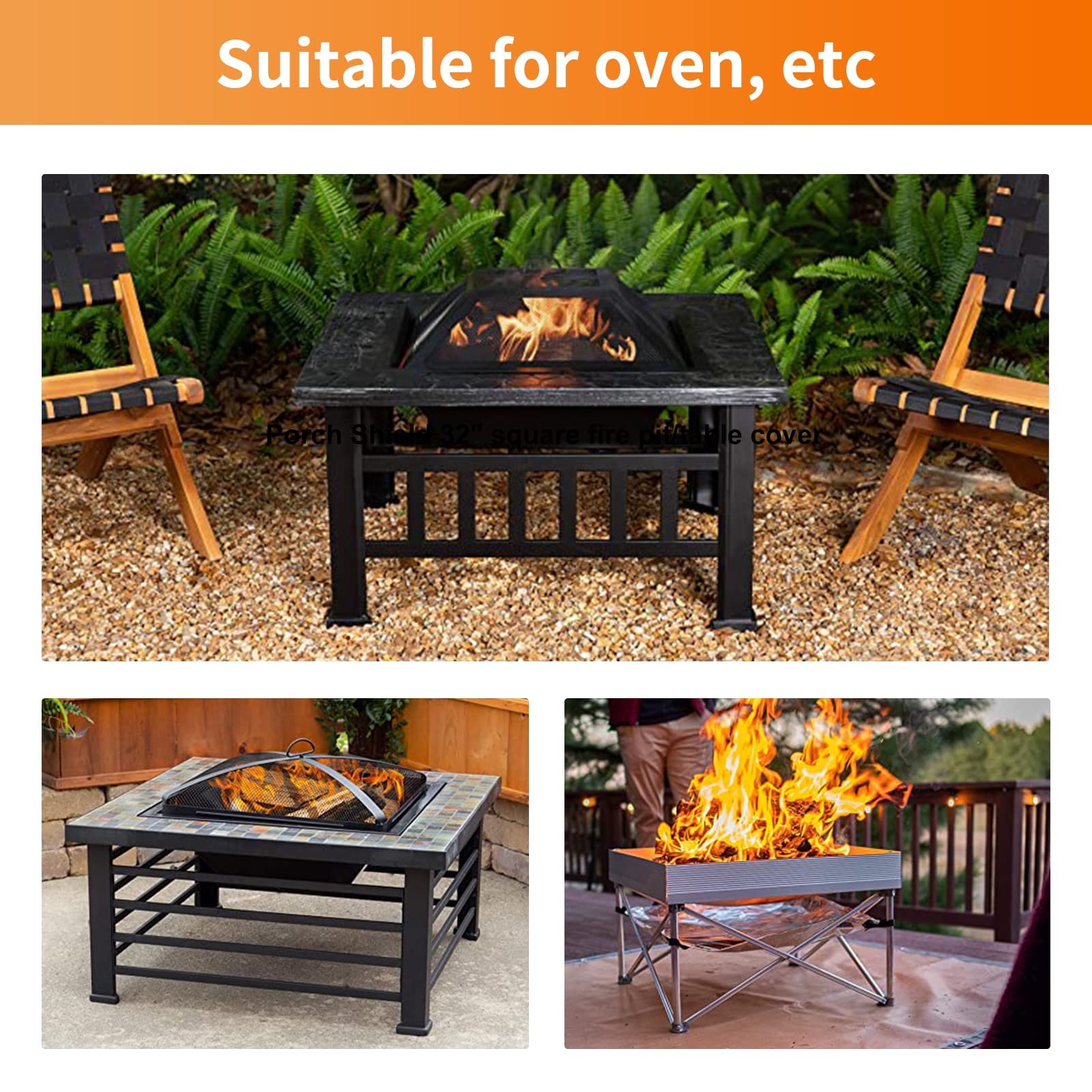 Fire Pit Cover Round - Waterproof 600D Heavy Duty Round Patio Fire Bowl Cover