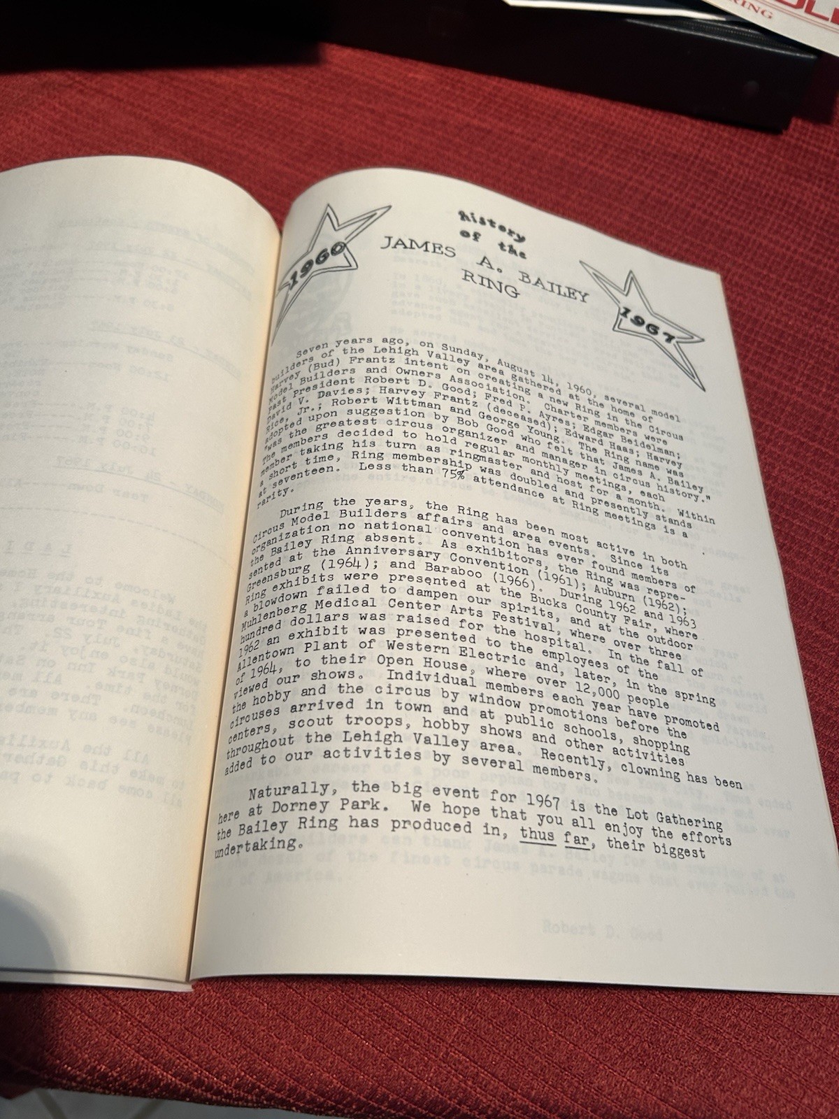 1967 CIRCUS MODEL BUILDERS PICTURE, PROGRAM, ETC.