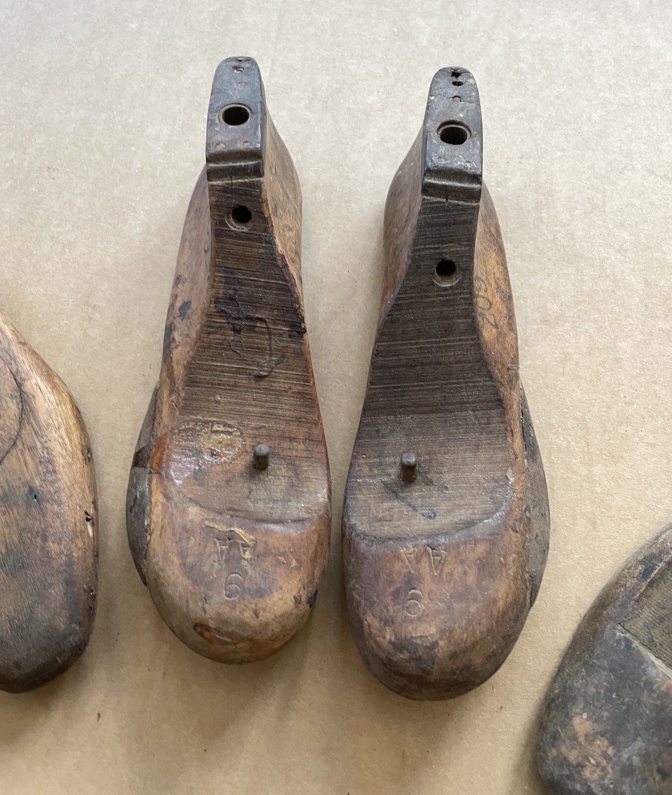 OUTSTANDING Lot of (7) Antique Wood Adult SHOE LASTS Forms Cobbler Molds