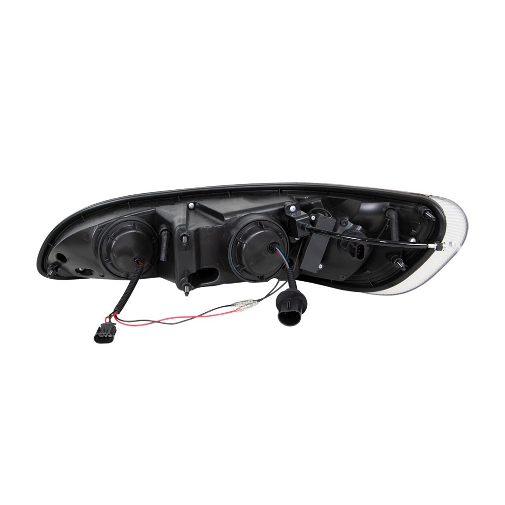 Pair Blackout 6 LED Headlights w/ White Light Bar For 2006-2016 Peterbilt 386