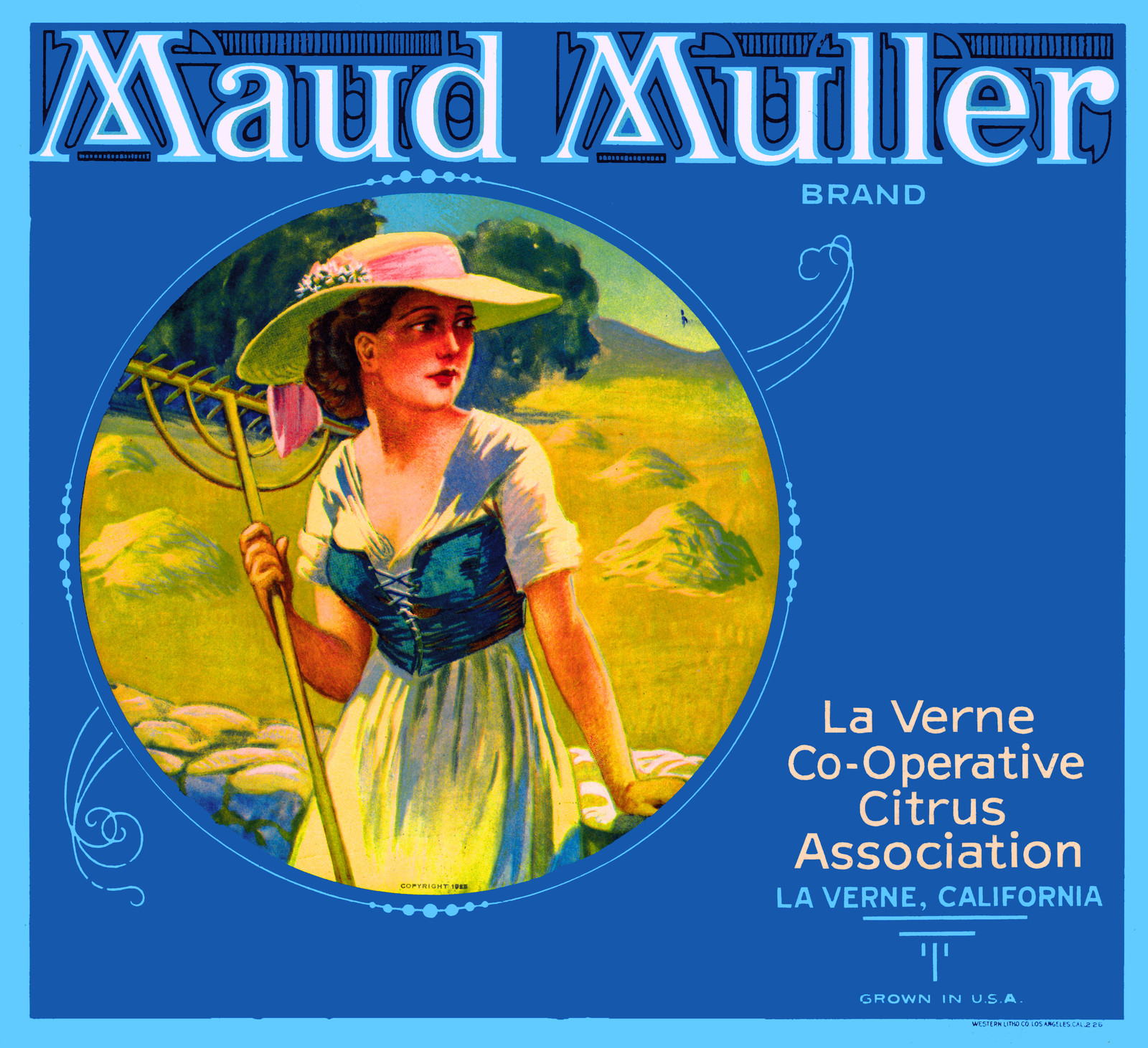 La Verne Maud Muller Poem by John Whittier Orange Citrus Fruit Crate Label Print