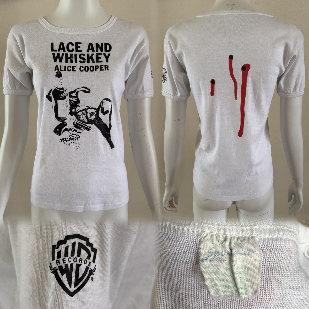 1977 ALICE COOPER LACE And WHISKEY Promo T Shirt Warner Bros LP Rock 70s Vtg