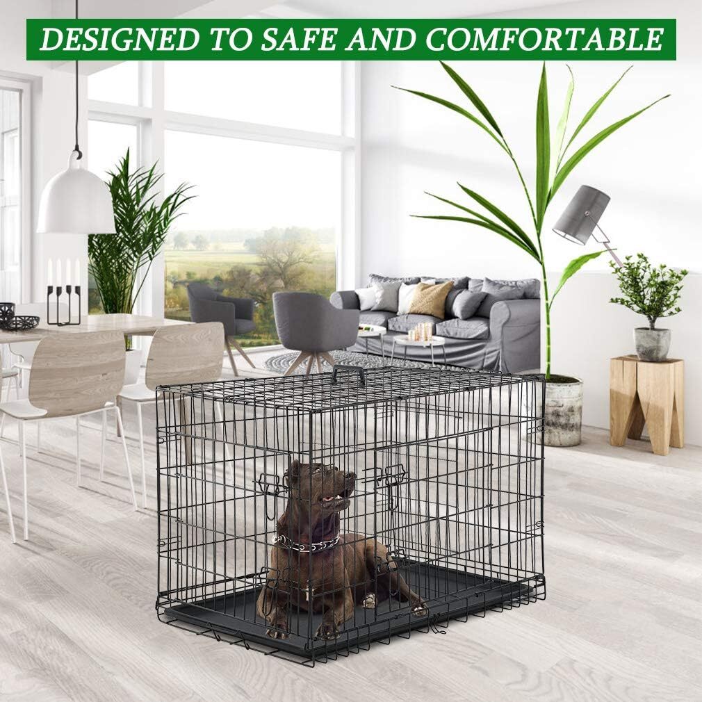 24,30,36,42,48" Dog Crates for Large Dogs Folding Mental Wire Crates Dog Kennels