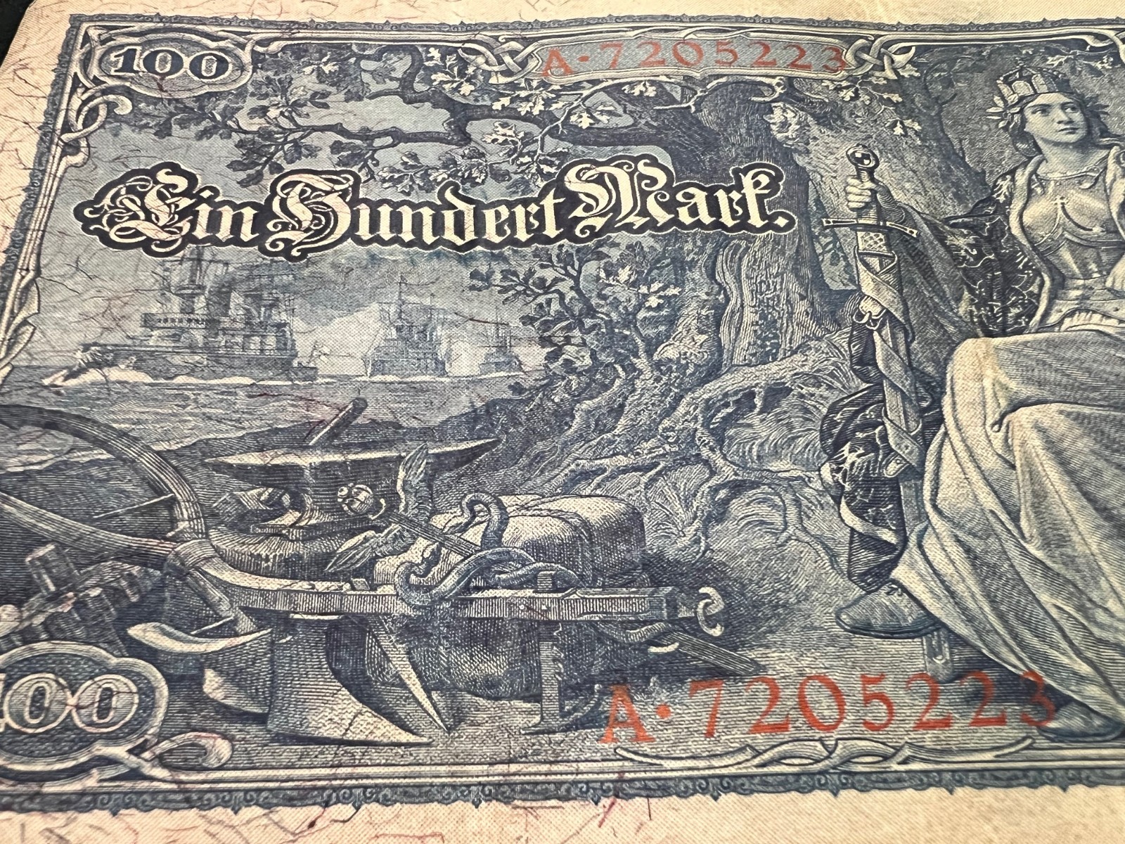 1910 German 100 Mark Banknote World War 1 WW1 WWI Currency Antique Relic