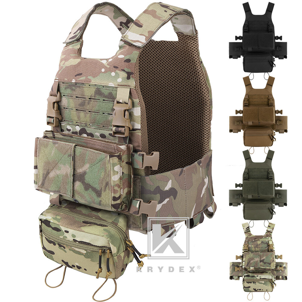 KRYDEX Low Vis Slick Armor Plate Carrier & Tactical Placard Holder & Drop Pouch