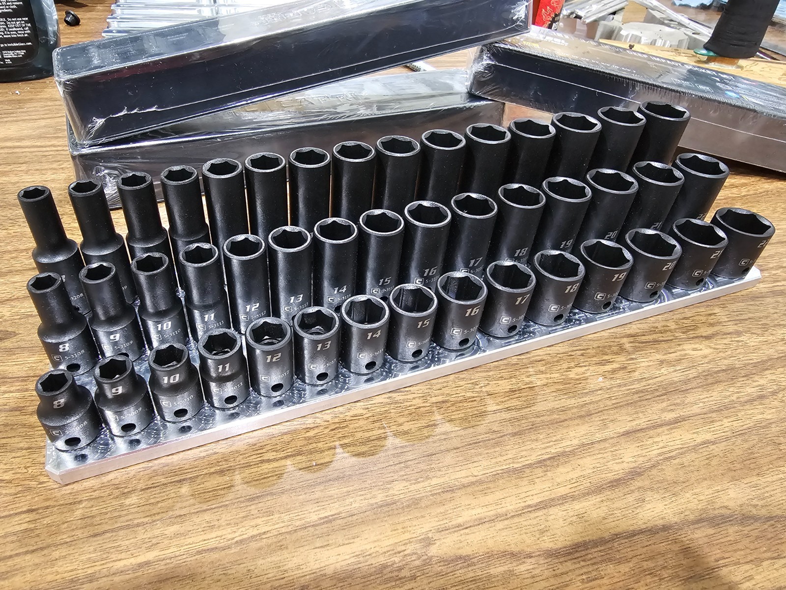 3/8 Drive Socket Organizer 3 Row 8-24 METRIC - TOOLBOX BILLET