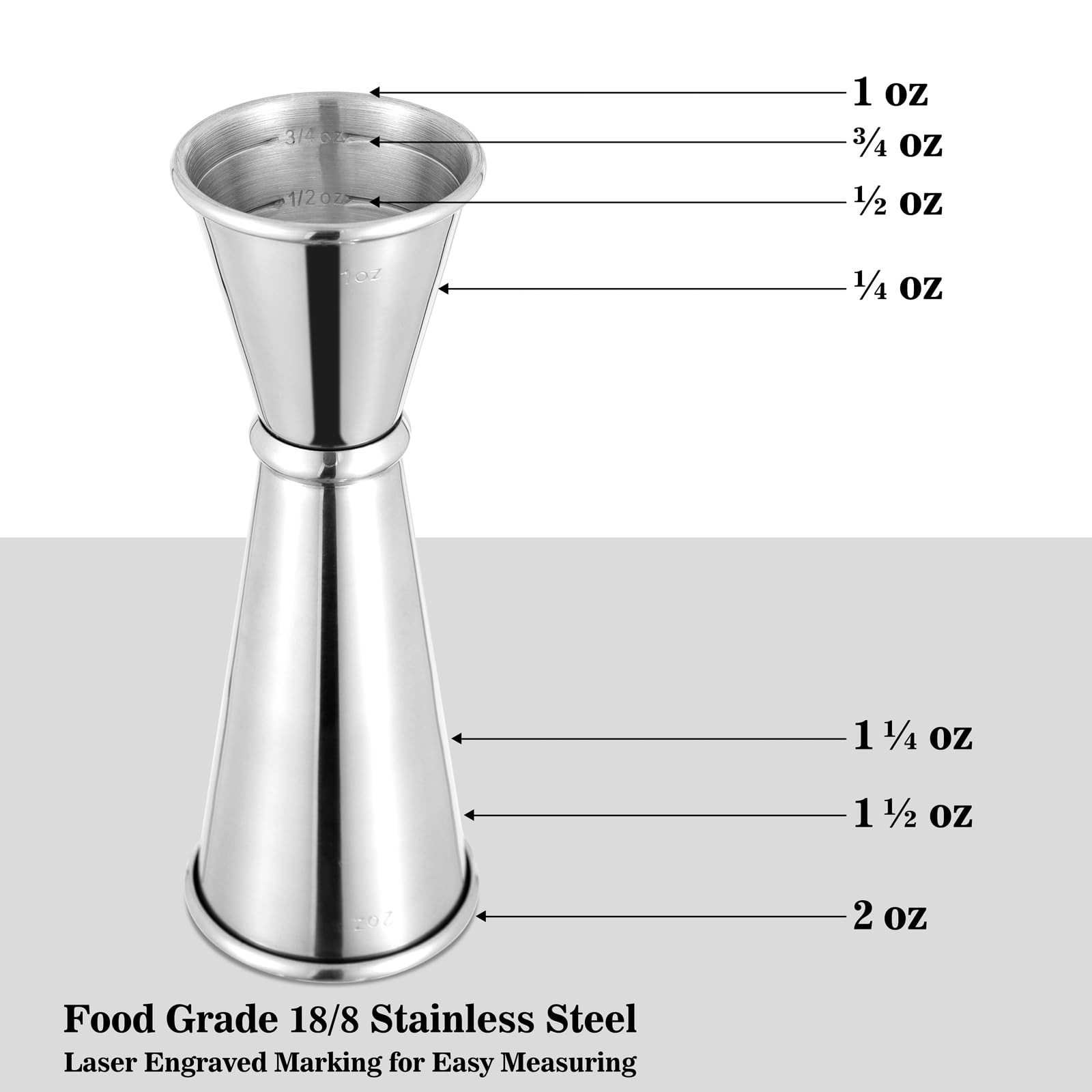 BARsics Bartending 2 inches (W) x 2 (L) x 5 (H), Silver