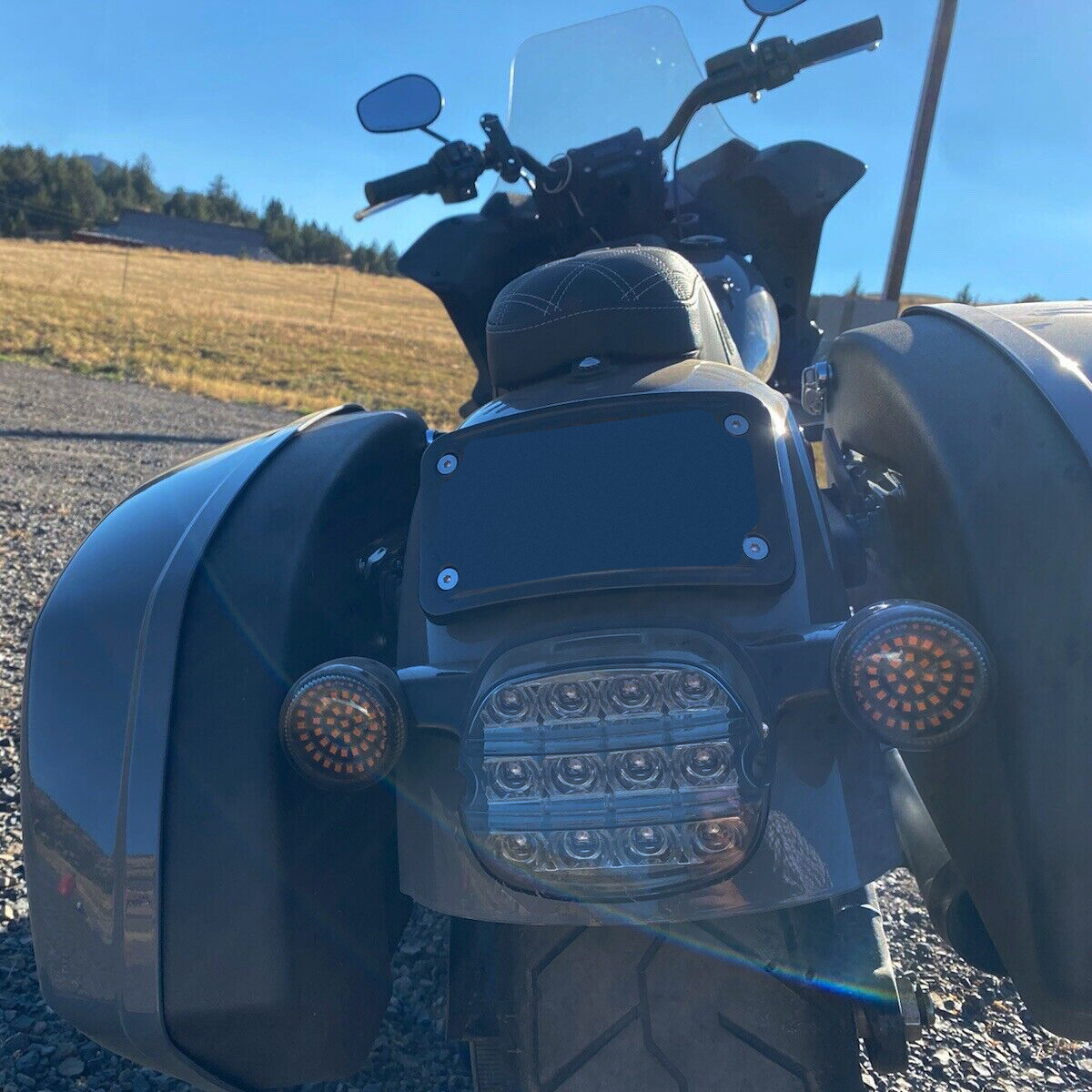 3 Hole Curved Laydown License Plate Mount Bracket For Harley Softail Sportster