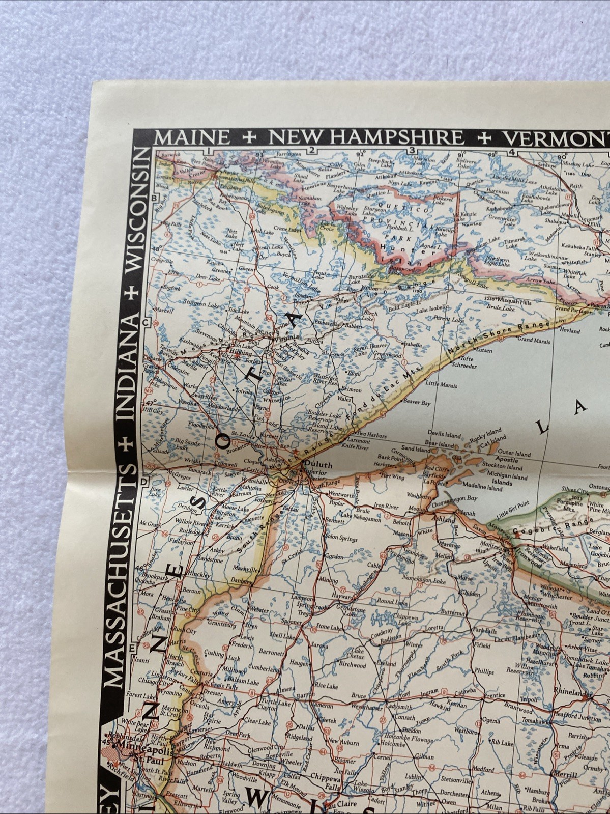 Great Lakes Region USA & Canada - National Geographic Map December 1953 42x28”