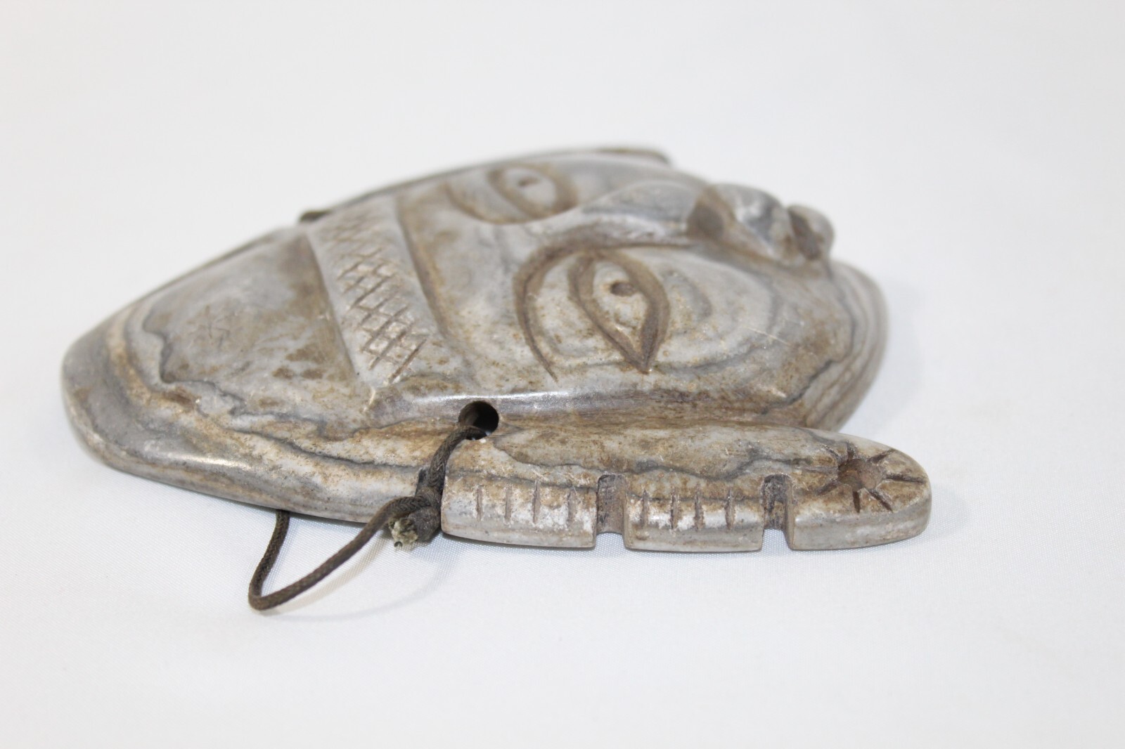 Mayan Aztec Mexican Hand Carved Alabaster Stone Mask 5.75" Sculpture Wall Plaque