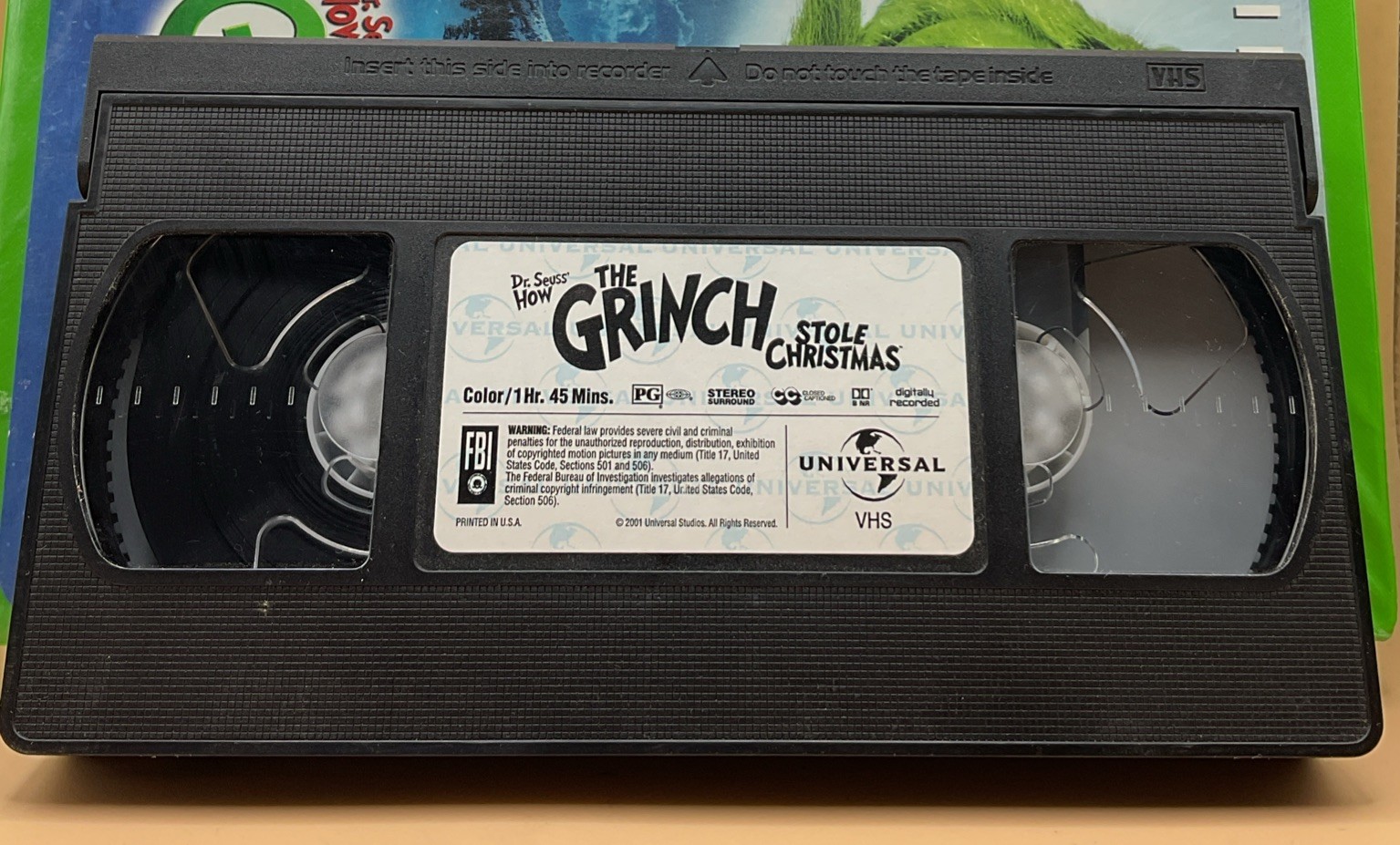 How the Grinch Stole Christmas VHS 2001 Jim Carrey Clamshell Acceptable-Good